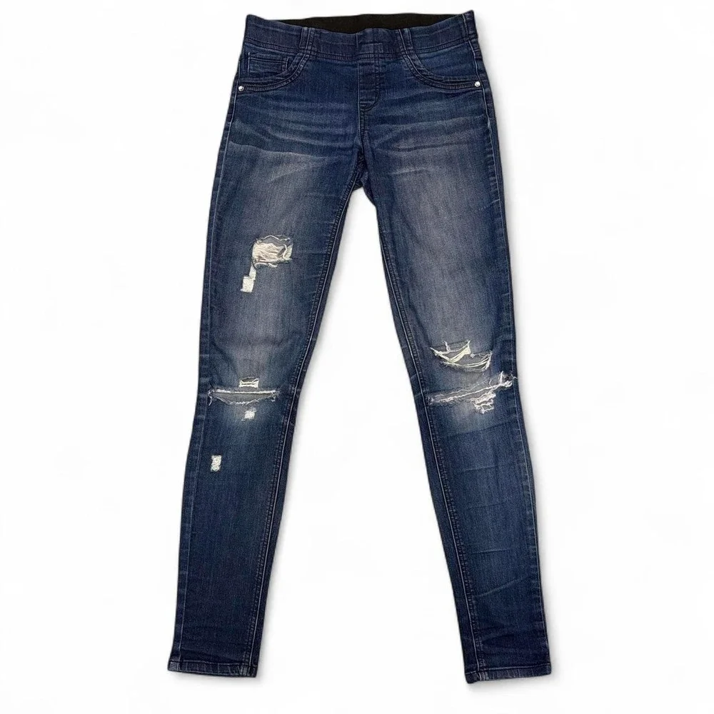 Justice juniors dark  wash distressed 